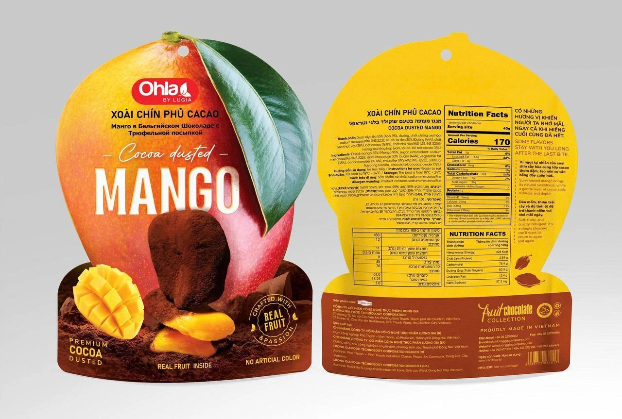 Cocoa-Dusted Mango packaging