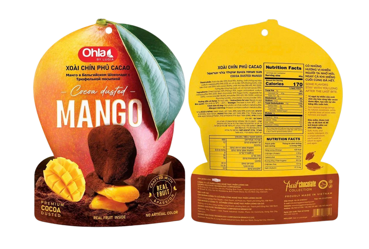 Cocoa-Dusted Mango packaging